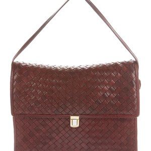 BOTTEGA VENETA Intrecciato Leather Flap Bag